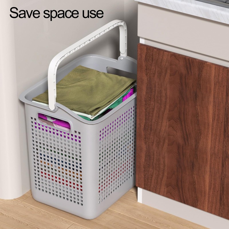 Taysisiter 35 L Plastic Laundry Hamper with Handle, Plastic Dirty