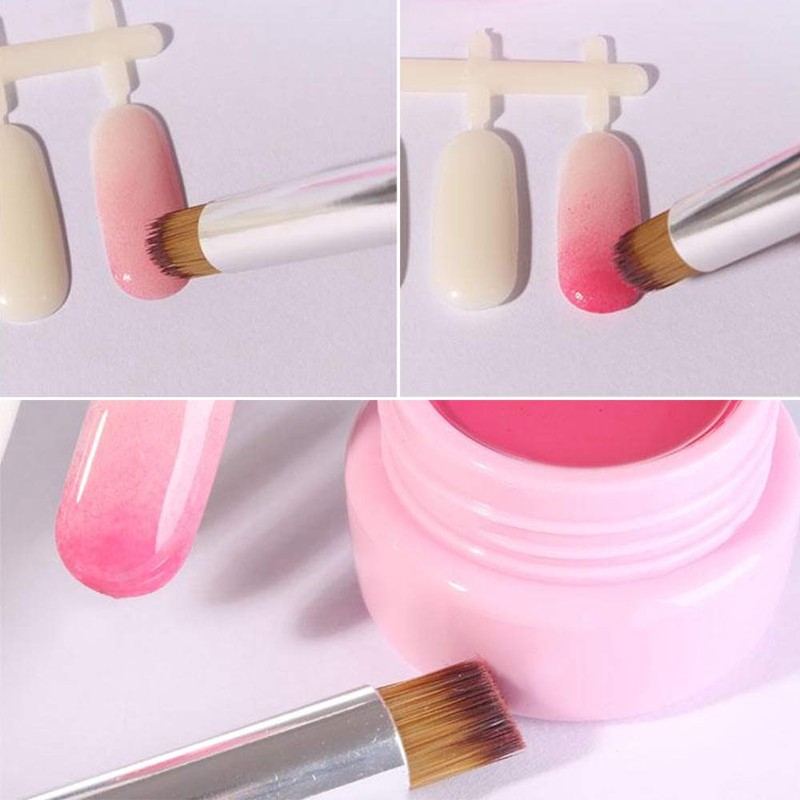 SILPECWEE 3Pcs Acrylic Nail Gradient Brush Set Double-Head Sponge Pen