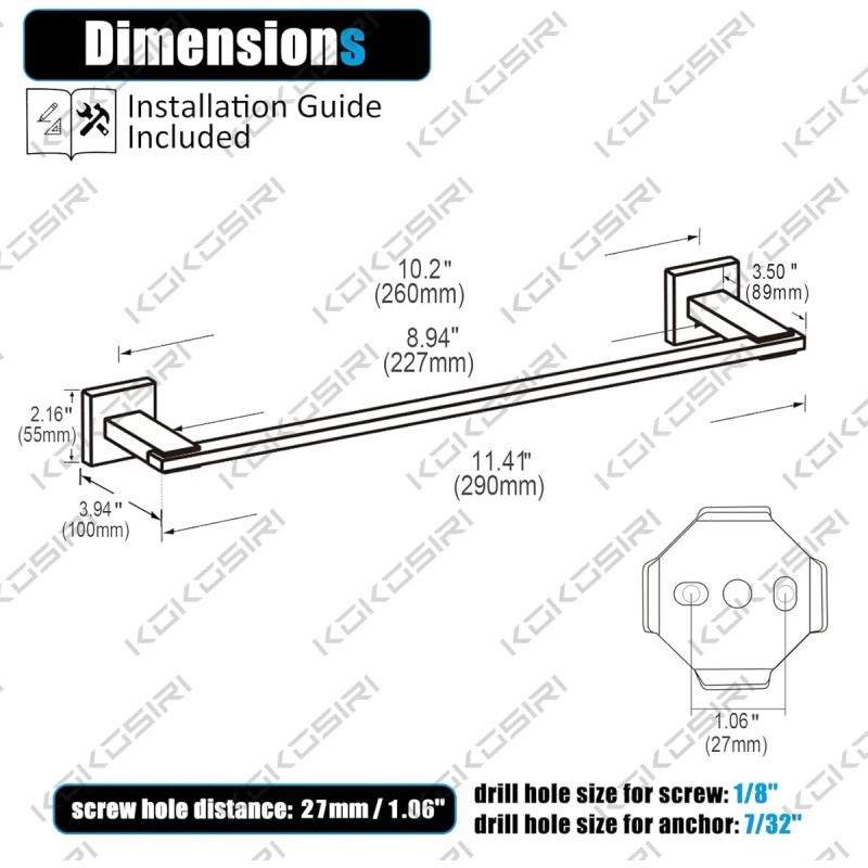 12 Inch Bathroom Towel Bar Bath Towel Holders Hand Towel