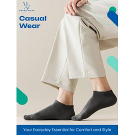 Vogue Vista® Men's Winter Black Ankle Socks - 6 Pack | Cozy, Soft & Warm Running Socks | Moisture-Wicking & Anti-Slip | Comfortable Trainer Socks Size 9-12 UK