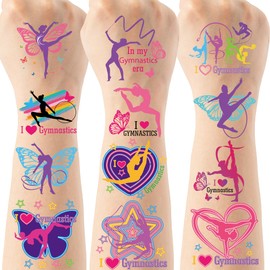 Gymnastic Temporary Tattoos Stickers - 200+ Sport Tattoo for Birthday Party Decorations, Dance Favors Supplies for Girls Boys, School Class Prize(8 Sheets)