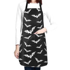 ROSIHODE Gothic Goth Apron with 2 Pockets,Cool Bats Apron Funny Women Men Aprons for Cooking Baking Gardening