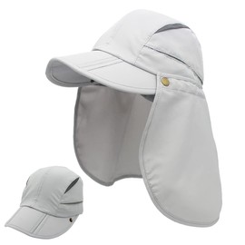 Magracy Kids Boys Wide Brim Sun Protection Cap Mesh UPF50+ Neck Flap Hat Quick Dry Fishing Hats Off White