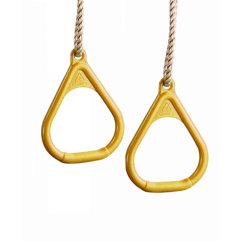 Yellow Plastic Gymnastics Rings with Adjustable Ropes