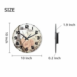NOMEDOGYIM Eiffel Tower Wall Clock Battery Operated Angel Arrow Heart Wall Clock Silent Non Ticking Quality Quartz 10 Inch Round Easy Clock to Read for Home Office