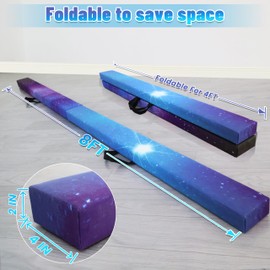 FC FUNCHEER 8FT Folding Balance Beam -Gymnastics Floor Beam - Gymnastics Equipment- Anti-Slip Bottom - Suede Cover - Carry Bag for Kids/Adults Home & Gym Center