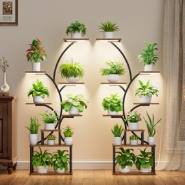 Plant Stand Indoor with Grow Light - 62" Tall Plant Shelf, 8 Tiered Plant Stands for Indoor Plant Multiple, Metal Plant Shelf Display Rack Holder, Flower Stand for Indoor Plants, Living Room, Patio, 2Pack