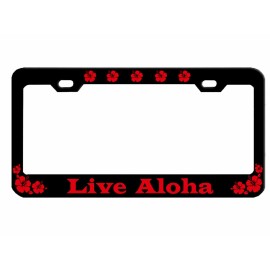 NCAT Live Aloha Hibiscus  Metal Auto License Plate Frame Car Tag Holder