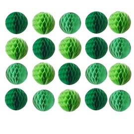 20pcs Honeycomb Decoration Paper Flower Balls Tissue Paper Pom Poms for Baby Shower Birthday Wedding Home Decor (6inch, Green Set)