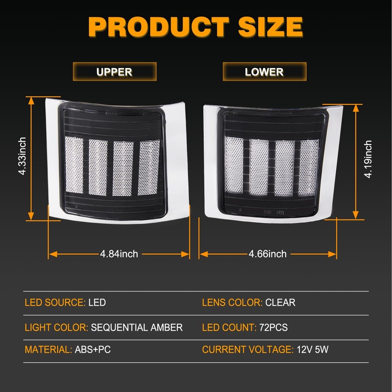 Gempro Sequential Amber LED Corner Side Marker Turn Signal Lights