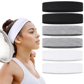 6 Piezas Diademas Deportivas para Mujer y Hombre, Bandas para el Cabello Elásticas, Absorbentes de Sudor y Transpirables, para Correr, Yoga, Gimnasio 