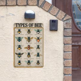 Honey Bee Science Metal Wall Decor 8X12IN Rustic Garden Plaque with Educational Diagram for Beekeepers, Nature Lovers & Vintage Classroom Art