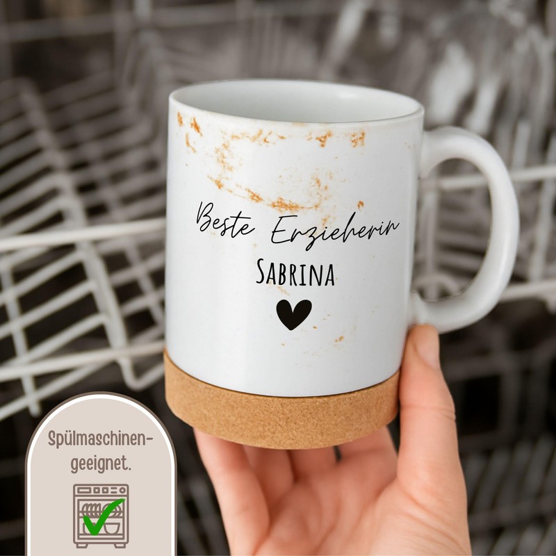 wunderwunsch Tasse Kaffeetasse mit Korkboden, Kaffeebecher als Geschenk für Mutter,