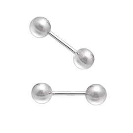 Sterling Silver Barbell Earrings Screw Back Tiny Ball Studs, Black Gold Plated, 4MM, 20G