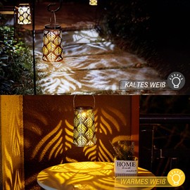 TOTHDATE 2PCS Solar Garden Lanterns Light, White and Amber Light Retro Lantern Light Hanging Solar Lights Outdoor Garden for Garden Yard Patio Terrace