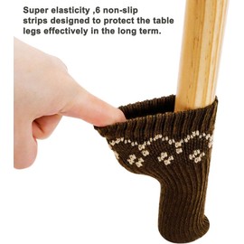 Knitted Chair Leg Protectors, 40PCS Chair Leg Socks Non Slip No Scratch No Noise Furniture Table Feet Covers, Elastic Knitting Wool Furniture Socks Sliders for Hardwood Floors (Brown)