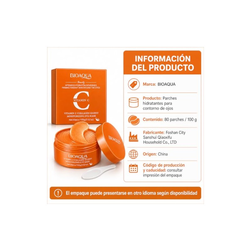 BIOAQUA Parches de Hidrogel para Ojos con Vitamina C y