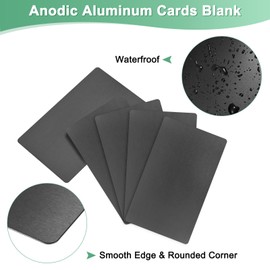 M METERXITY 5-Pack Metal Business Card Blanks, 88x53x0.5mm Aluminum Plate Laser Engraving Printing Metal Plate for DIY/Decorative/Home/Nameplate/Custom Blanks Card [Matte Black]
