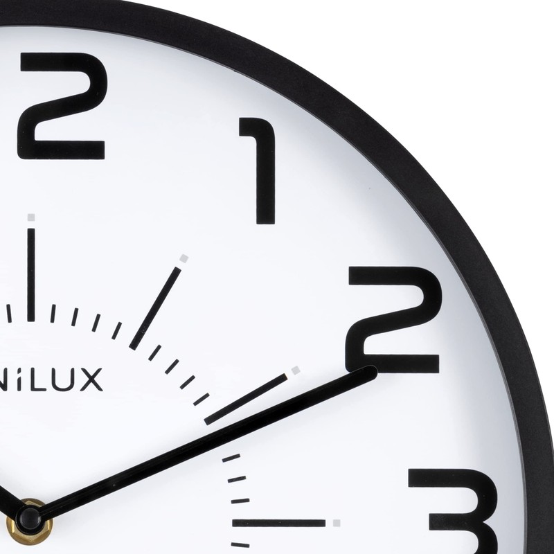 Unilux Pop Wall Clock Quartz System, Silent Ticking, Black