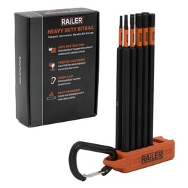 Hex Bit Set - Railer 6 Inch Impact Driver 10pc SAE Hex Bit Set With A Storage Magnetizer Bit Holder & Carabiner. Premium S2 Steel, Ideal For Furniture Screws (Orange)