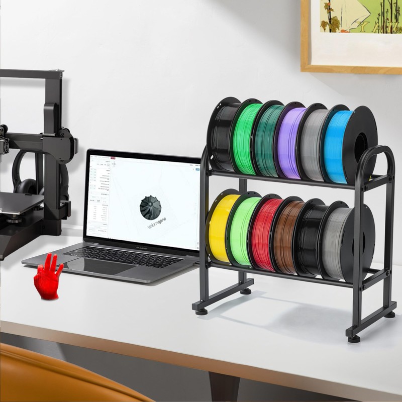 3D Printer Filament Storage Rack，2 Tiers Metal Filament Rack,Holds 12