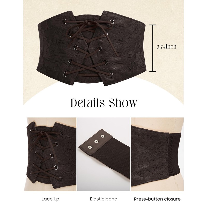 Scarlet Darkness Renaissance Corset Belt for Women Lace Overlay Front