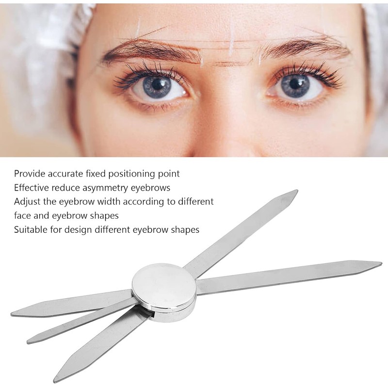 Regla de cejas de acero inoxidable para tatuajes, cejas, regla