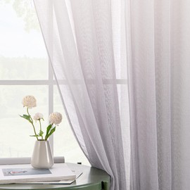 EMEMA Voile Sheer Curtains with Eyelets Gradient for Living Room Vertical Window Curtain for Living Room and Bedroom 2 Panels 140 x 137 CM Grey