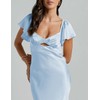 Summer Satin Flutter Sleeve Wedding Guest Dresses for Women Sweetheart