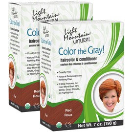 Light Mountain Natural Color The Gray! Hair Color & Conditioner, Red, 7 oz (197 g) (Pack of 2)