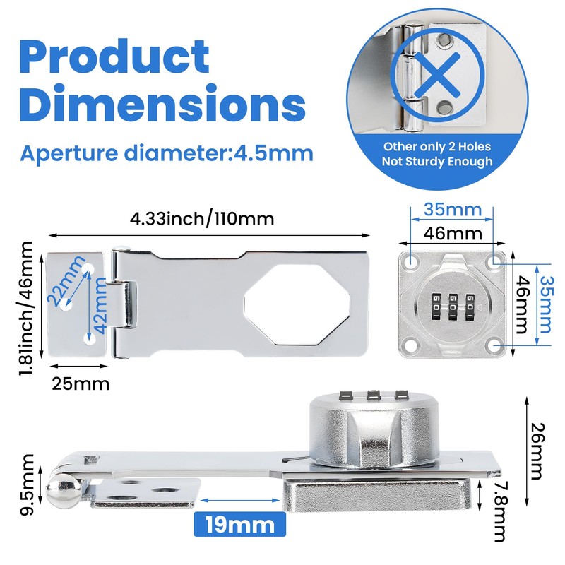 TOKCKYBL Keyless Cabinet Lock with Combination Code - 3-Digit Password