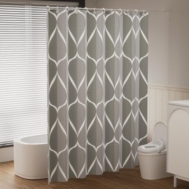 AwmnSrman Shower Curtain - Grey Shower Curtain with 12 Shower Curtains Hooks, Quick-Drying Modern Elegant Design Polyester 180 x 200cm