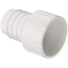 Spears 474 Series PVC Pipe Fitting, Adapter, Schedule 40, White, 1-1/2"Barbed x 1-1/2" Socket
