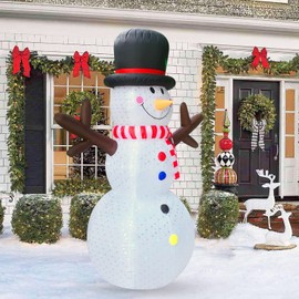 XL Outdoor Christmas Decorations Yard Inflatables Blow Up Xmas Large Holiday Lawn Decor Winter Snowflakes Snowman, 8' Tall, by HappyThings!