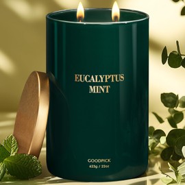 Goodpick Scented Candles, Large Eucalyptus Mint Candle Holiday Gift for Men and Women, Soy Candles Aromatherapy Candles Long-Lasting Candle, 22oz