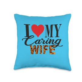 Husband Gift for wife-Wife Gift from Husband I Love My Caring Awesome Wife Gift from Husband Throw Pillow, 16x16, Multicolor