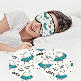 Ptrin Satin Sleeping Mask, Women and Men, Eye Mask with Adjustable Headband, Sleeping Mask and Blindfold for Night Sleep, Travel and Naps, Black (Spaceship)