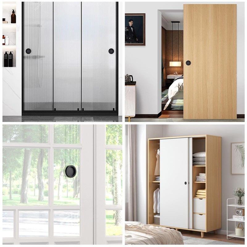 MOROBOR Round Self-Stick Sliding Door Handle, 2 Pack Closet Door