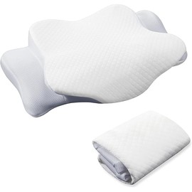 Cervical Pillow Case Cover Comfortable and Breathable Memory Foam Cervical Neck Pillow Case Cover with Zipper(White,Queen Size)