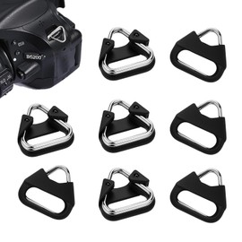 YEDOUALE 8 Anelli triangolari in Acciaio Inossidabile con Cappucci protettivi in plastica – Ganci per Tracolla o Cinturino Fotocamera, compatibili con Reflex e compatte (Argento e Nero)