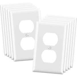 ELEGRP Duplex Receptacle Outlet Covers, 1-Gang Standard Size Wall Plates, Unbreakable Polycarbonate Dual Outlet Faceplates Covers, UL Listed, Color-matched Screws Included (10 Pack, Glossy White)