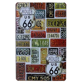 UOOPAI U.S. State Auto License Plate Collection Route 66 Antique Metal Tin Sign, Vintage Plaque Poster Home Garage Wall Decor