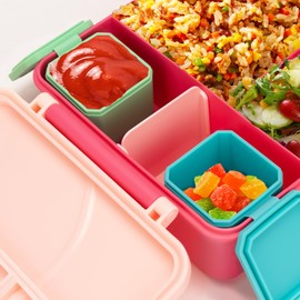 Adorila 2 Pack Small Silicone Snack Containers with Lids, Leak Proof Salad Dressing Container, Lunch Box Containers for Office, Travel, Picnic (Rose, Purple)