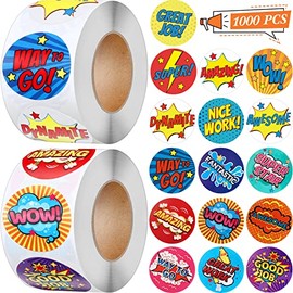 1000 Pieces Classroom Reward Stickers Student Praise Stickers Motivational Teacher Stickers for Elementary Students Encouragement Stickers Positive Letters Reward Stickers (Multiple Style)