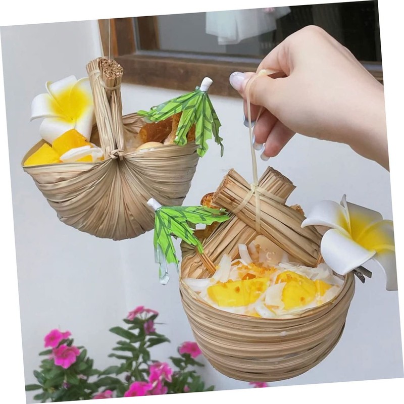 FUNOMOCYA Elegant Palm Leaf Smoothie Bowl for Milk Tea Desserts