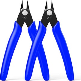 HSYTEK Professional Side Cutters - Ultra Precision Wire Cutters for Electronics, Model Making, Fine Wires & Cable Ties - Rustproof & Durable - Pack of 2 (Blue)