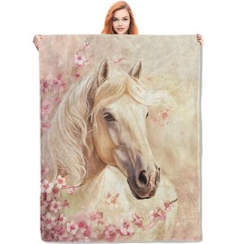 VANZEV Horse Blanket, 50"x60" Luxurious Flannel Fleece Throw for Kids & Adults, Ultra-Soft and Warm Home Decor Blanket, for Animal Horse Lovers