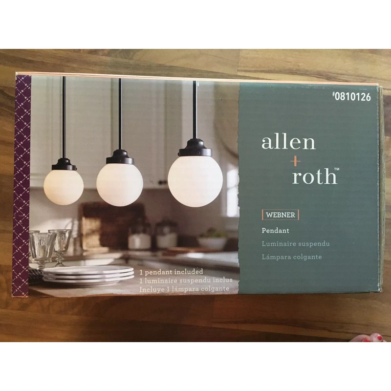 Allen + Roth Oil-Rubbed Bronze/White Glass Globe Pendant WEBNER allen+roth