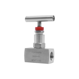 Stainless Steel Straight Needle Valve, Female Connection up to 6000PSI, 316 Straight Needle Valve 2 Port Heavy Duty Industrial Hydraulic Flow Control Valve for Piping Needs, High Precision (3/8“NPT)