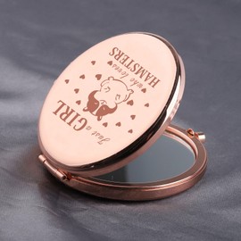 BAUNA Hamster Makeup Mirror for Hamster Lover Just a Girl Who Loves Hamsters Compact Mirror Pet Hamster Owner Gifts (Hamster Compact mirro)